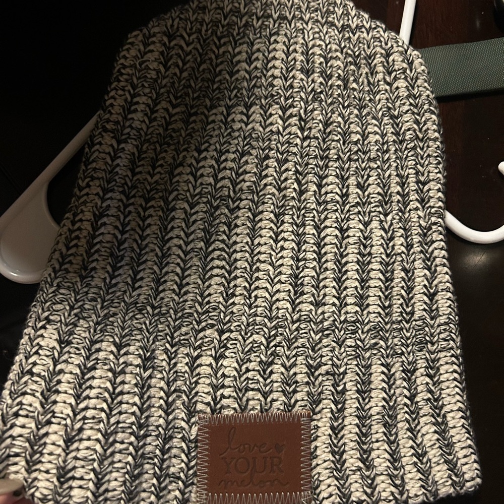 Love Your Melon Black and White Knit Beanie